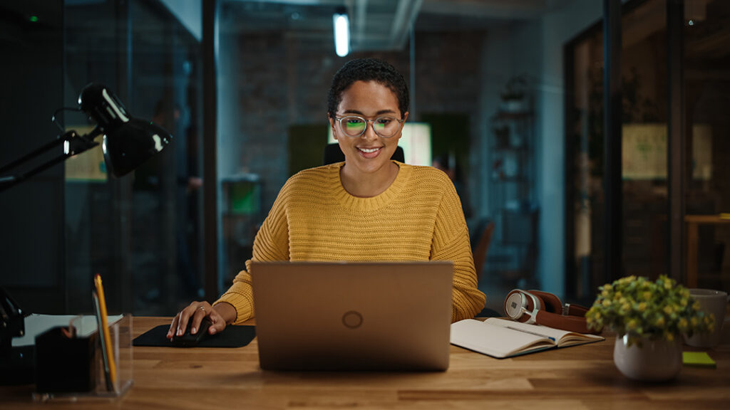 woman using excel computer skills